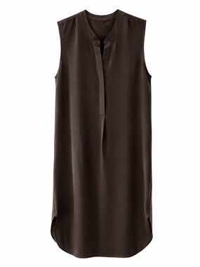 Acrobat Sleeveless Midi Shift Dress in Dark Brown